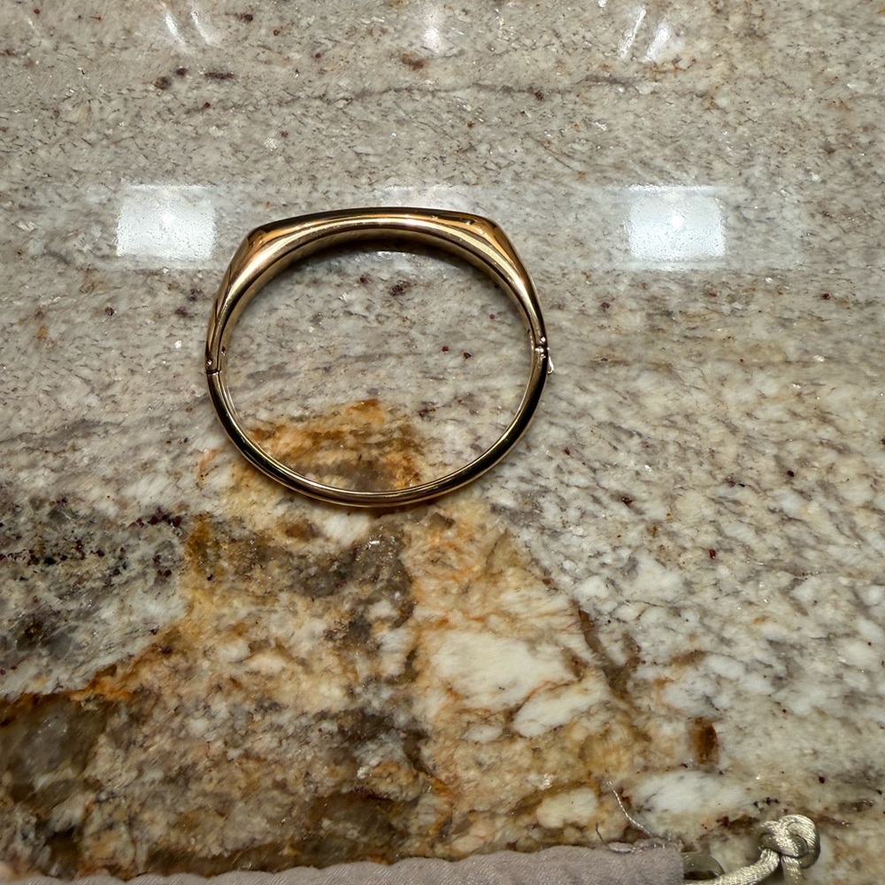 Michael Kors Gold Tone Tribal Hinged Bangle Bracelet with Pave Crystal Details - Picture 10 of 12